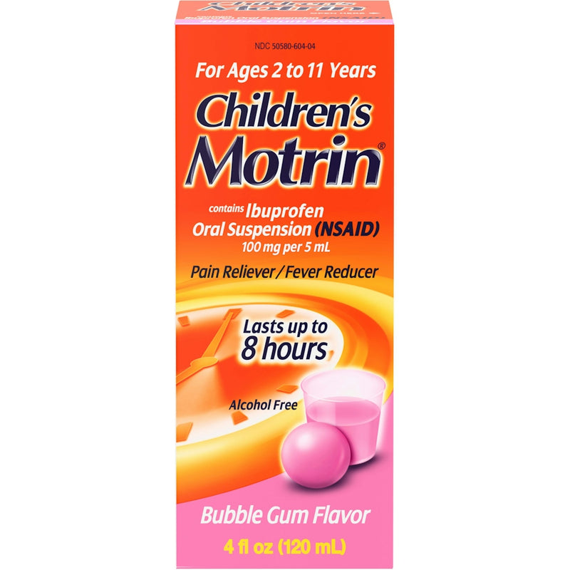 Children's Motrin Children's Motrin Oral Suspension, Pain Reliever/Fever Reducer, Ibuprofen (NSAID), Bubble Gum Flavor, 4 Fl Oz Health & Beauty Hot Pink