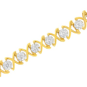 Bids.com 10K Yellow Gold Plated Sterling Silver 2 cttw Diamond "XOXO" Bracelet (J-K Clarity, I1-I2 Color) - Size 7.25" Bracelets White Smoke YellowWhite.Sterling Silver / 7.25