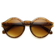 zeroUV Classic Retro Keyhole Round P3 Frame Sunglasses 9196 Sunglasses White Smoke Brown