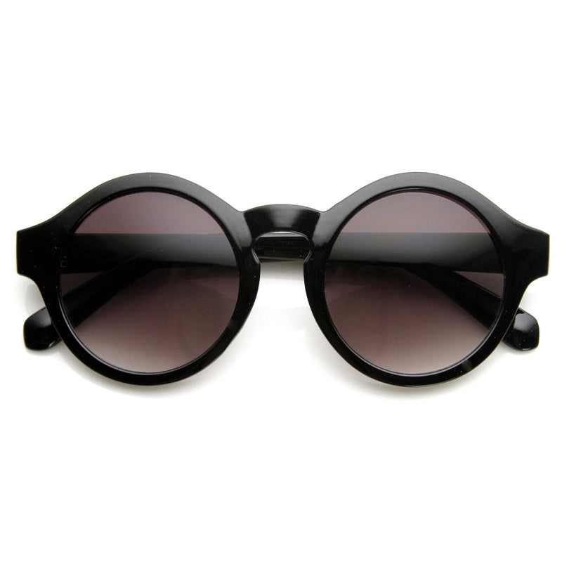 zeroUV Classic Retro Keyhole Round P3 Frame Sunglasses 9196 Sunglasses White Smoke Shiny black