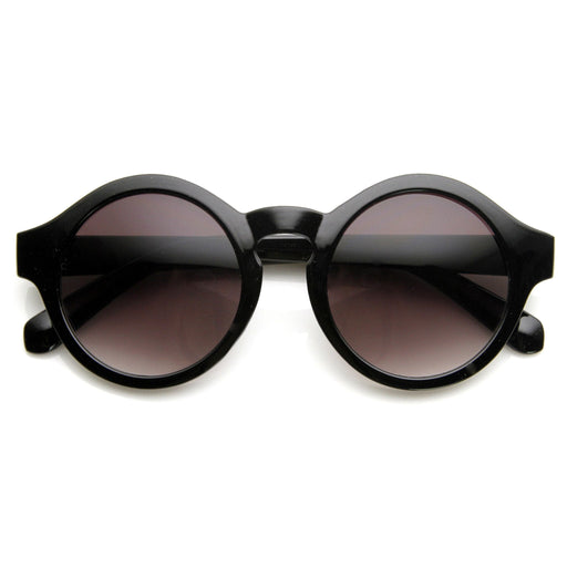 zeroUV Classic Retro Keyhole Round P3 Frame Sunglasses 9196 Sunglasses White Smoke Shiny black