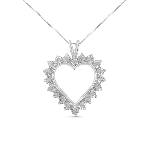 Bids.com .925 Sterling Silver 1/4 Cttw Miracle Set Diamond Open Heart 18" Pendant Necklace (I-J Color, I3 Clarity) Necklaces White Smoke White.Sterling Silver / 18