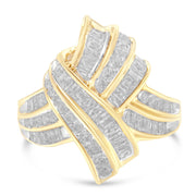 Bids.com 10K Yellow Gold Diamond Bypass Cocktail Ring (1 1/5 Cttw, I-J Color, I2-I3 Clarity) - Size 8 Rings White Smoke 6 / Yellow.Gold,7 / Yellow.Gold,8 / Yellow.Gold,6.5 / Yellow.Gold,7.5 / Yellow.Gold