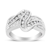 Bids.com 10K White Gold Ring 3/4 Cttw Round and Baguette-Cut Diamond Bypass Ring (H-I Color, I2-I3 Clarity) - Size 6 Rings White Smoke 7 / White.Gold,8 / White.Gold,6 / White.Gold