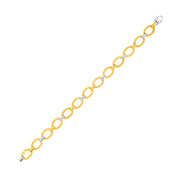 Bids.com 14k Two-Tone Gold Chain Bracelet with Textured Oval Links Bracelets White Smoke 7.5 / Two-Tone Gold