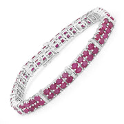Bids.com 17.65 Carat Glass Filled Ruby and White Topaz .925 Sterling Silver Bracelet Bracelets White Smoke size 7.50