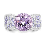 Bids.com 4.07 Carat Genuine Amethyst & Tanzanite .925 Sterling Silver Ring Rings White Smoke size 6.00,size 8.00,size 7.00,size 9.00,size 5.00,size 10.00