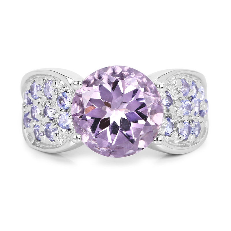 Bids.com 4.07 Carat Genuine Amethyst & Tanzanite .925 Sterling Silver Ring Rings White Smoke size 6.00,size 8.00,size 7.00,size 9.00,size 5.00,size 10.00
