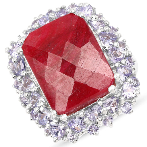 Bids.com 15.13 Carat Dyed Ruby & Tanzanite .925 Sterling Silver Ring Rings White Smoke size 9.00,size 5.00,size 6.00,size 7.00,size 8.00,Size 10.00,Size 11.00,size 7.50