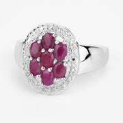 Bids.com 1.54 Carat Genuine Ruby .925 Sterling Silver Ring Rings White Smoke size 6.00,size 7.00,size 8.00,size 9.00,size 10.00,size 5.00,size 5.50