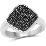 Bids.com 0.24 Carat Genuine Black Diamond .925 Sterling Silver Ring Rings White Smoke size 6.00,size 7.00,size 8.00,size 9.00