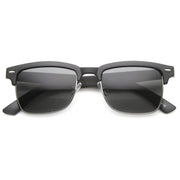 zeroUV Indie Dapper Square Half Frame Horned Rim Sunglasses 9809 Sunglasses White Smoke Matte Black Silver Smoke