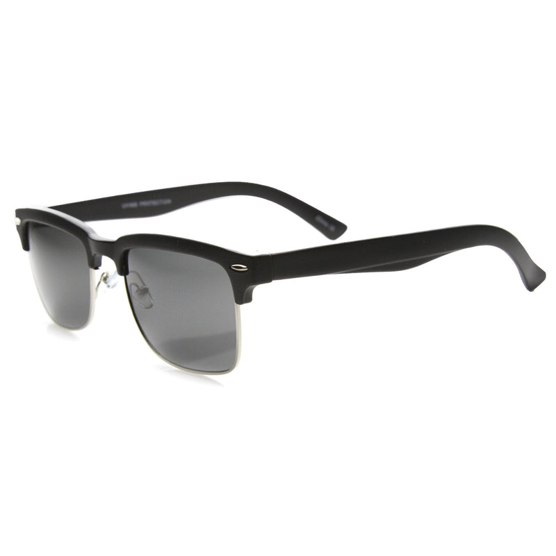 zeroUV Indie Dapper Square Half Frame Horned Rim Sunglasses 9809 Sunglasses White Smoke Matte Black Silver Smoke,Shiny Tortoise Gold Brown,Shiny Black Silver Lavender,Shiny Black Gold Green,Matte Tortoise Gold Green