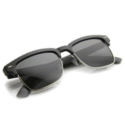 zeroUV Indie Dapper Square Half Frame Horned Rim Sunglasses 9809 Sunglasses White Smoke Matte Black Silver Smoke,Shiny Tortoise Gold Brown,Shiny Black Silver Lavender,Shiny Black Gold Green,Matte Tortoise Gold Green