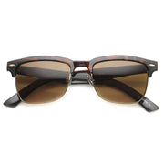 zeroUV Indie Dapper Square Half Frame Horned Rim Sunglasses 9809 Sunglasses White Smoke Shiny Tortoise Gold Brown