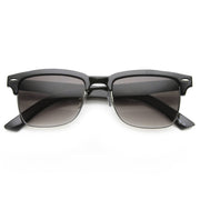 zeroUV Indie Dapper Square Half Frame Horned Rim Sunglasses 9809 Sunglasses White Smoke Shiny Black Silver Lavender