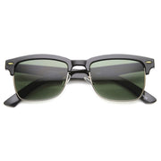 zeroUV Indie Dapper Square Half Frame Horned Rim Sunglasses 9809 Sunglasses White Smoke Shiny Black Gold Green