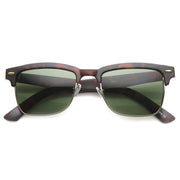 zeroUV Indie Dapper Square Half Frame Horned Rim Sunglasses 9809 Sunglasses White Smoke Matte Tortoise Gold Green