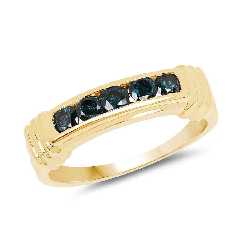 Bids.com 14K Yellow Gold Plated 0.50 Carat Genuine Blue Diamond .925 Sterling Silver Ring Rings White Smoke size 9.00,size 9.50,size 6.00,size 7.00,size 8.00