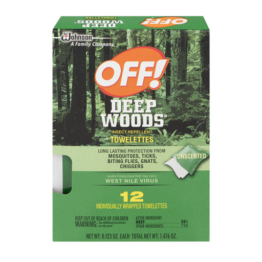 Off! Off! Deep Woods Insect Repellent Towelettes, Long Lasting Protections Pest Control Sea Green