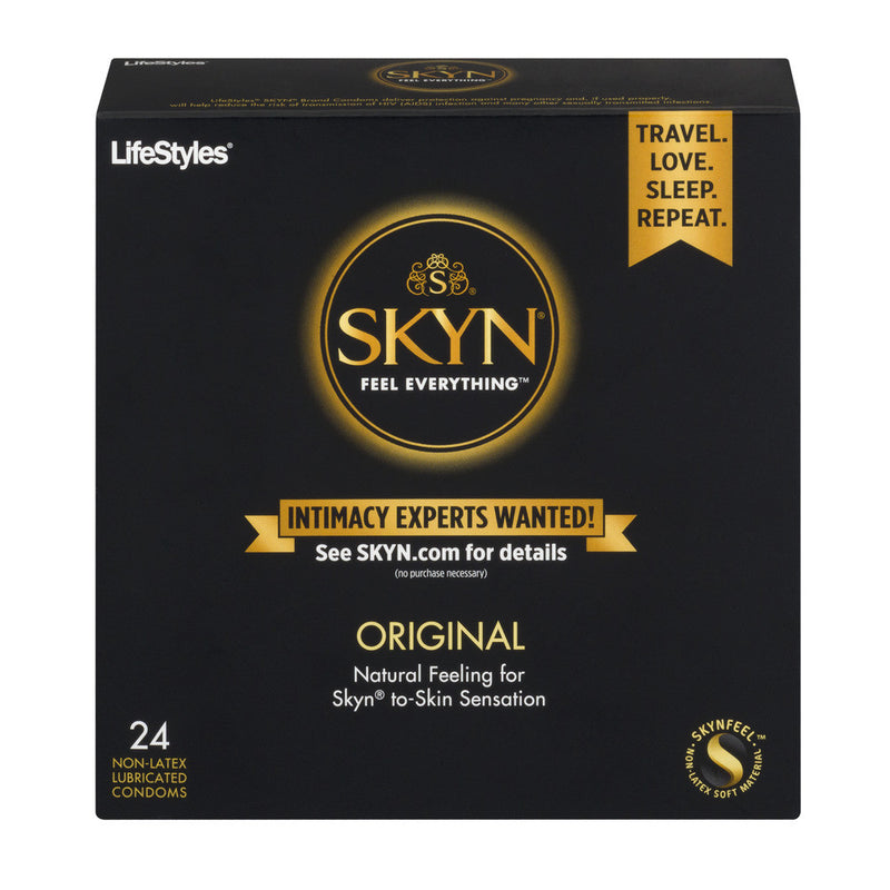 Skyn SKYN Original Non-Latex Condoms, Natural Feel Polyisoprene, 24 Count Condoms Black