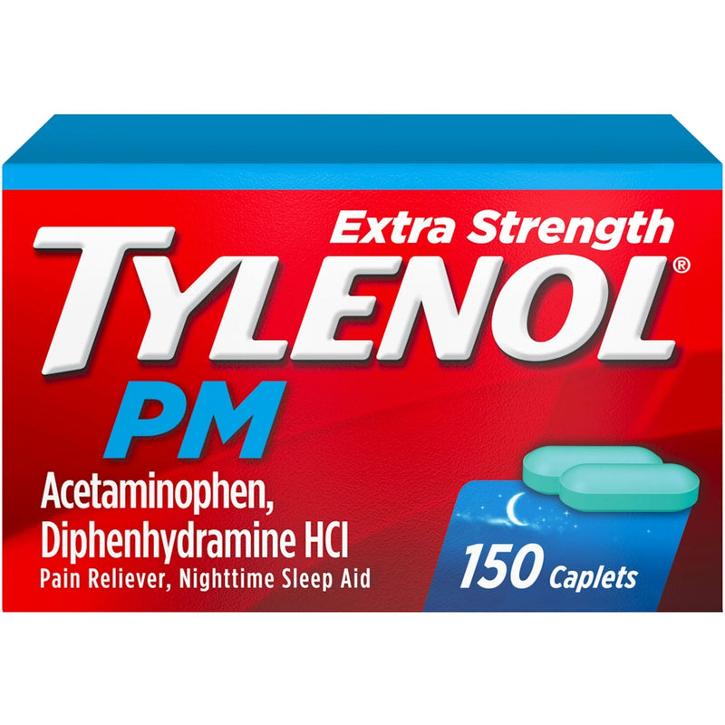 Tylenol PM Tylenol PM Extra Strength, Nighttime Pain Reliever & Sleep Aid, 150 ct Caplets Medicine & Drugs Dark Cyan