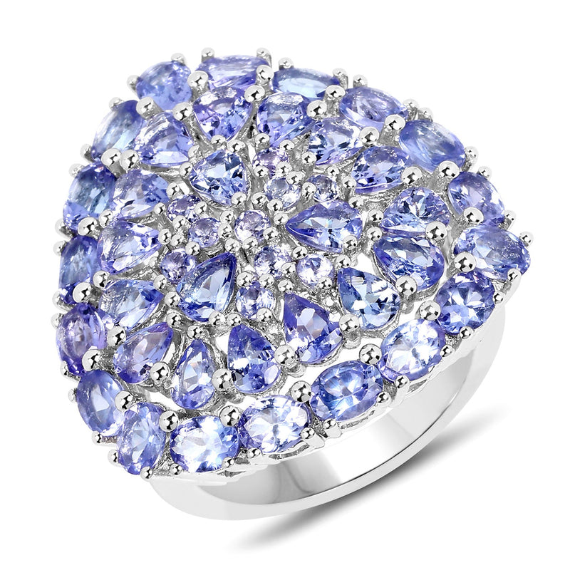 Bids.com 5.93 Carat Genuine Tanzanite .925 Sterling Silver Ring Rings White Smoke size 7.00,size 6.00,size 8.00