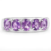 Bids.com 1.70 Carat Genuine  Amethyst .925 Sterling Silver Ring Rings White Smoke size 7.00,size 6.00,size 8.00,size 5.00,size 9.00