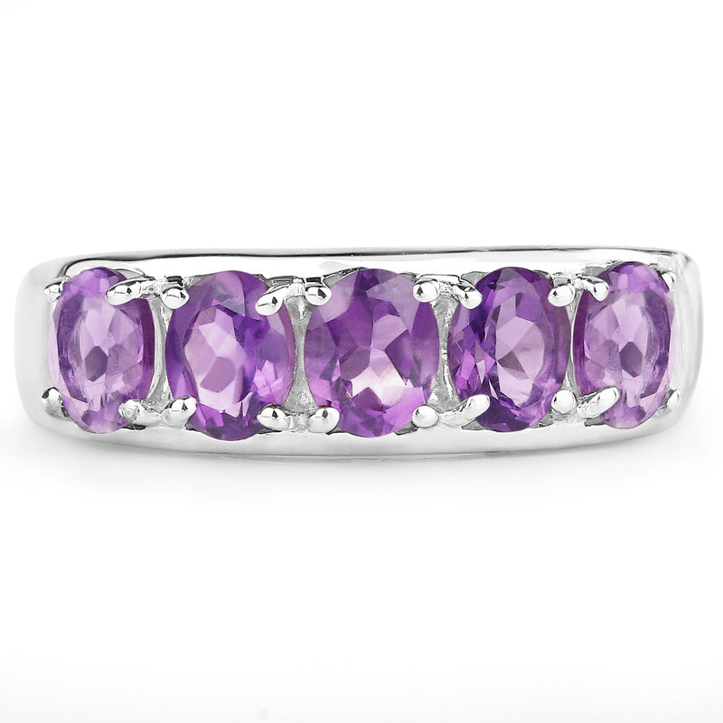 Bids.com 1.70 Carat Genuine  Amethyst .925 Sterling Silver Ring Rings White Smoke size 7.00,size 6.00,size 8.00,size 5.00,size 9.00