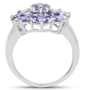 Bids.com 3.37 Carat Genuine Tanzanite and White Topaz .925 Sterling Silver Ring Rings White Smoke size 8.00,size 6.00,size 7.00,size 9.00