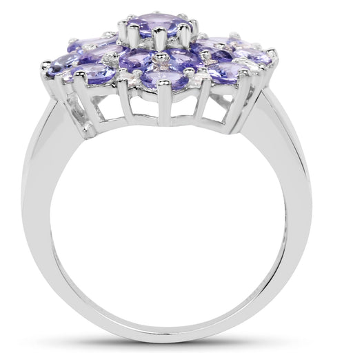 Bids.com 3.37 Carat Genuine Tanzanite and White Topaz .925 Sterling Silver Ring Rings White Smoke size 8.00,size 6.00,size 7.00,size 9.00