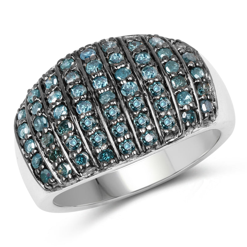 Bids.com 0.83 Carat Genuine Blue Diamond and White Diamond .925 Sterling Silver Ring Rings White Smoke size 6.00,size 8.00,size 7.00,size 9.00,size 5.00,size 10.00