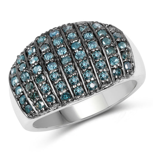 Bids.com 0.83 Carat Genuine Blue Diamond and White Diamond .925 Sterling Silver Ring Rings White Smoke size 6.00,size 8.00,size 7.00,size 9.00,size 5.00,size 10.00