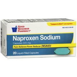 Good Neighbor Pharmacy GNP Naproxen Sodium 220 mg Soft Gel Pain Reliever, 20 Count Medicine & Drugs White Smoke