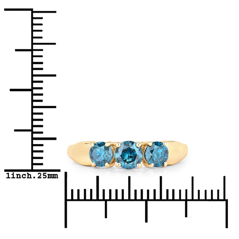 Bids.com 1.03 Carat Genuine Blue Diamond 14K Yellow Gold Ring Rings White Smoke size 6.00,size 7.00,size 8.00