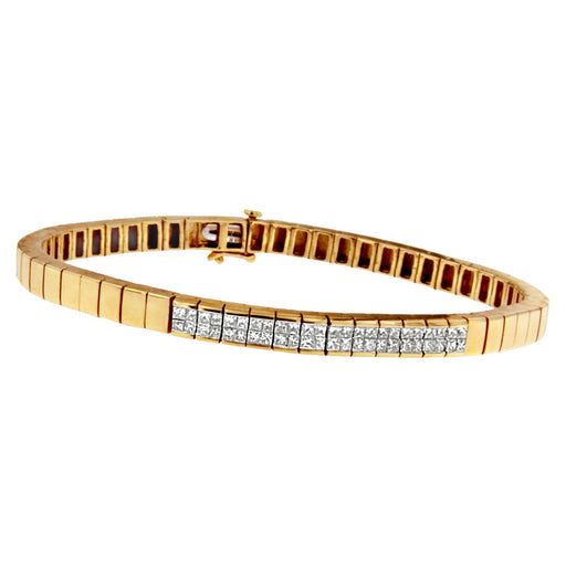Bids.com 14K Yellow Gold Princess Cut Diamond Banded Bracelet (1.00 cttw, G-H Color, VS1-VS2 Clarity) Bracelets White Smoke Yellow.Gold / 7