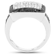 Bids.com 0.61 Carat Genuine Black Diamond and White Diamond .925 Sterling Silver Ring Rings White Smoke size 6.00,size 7.00,size 8.00,size 9.00