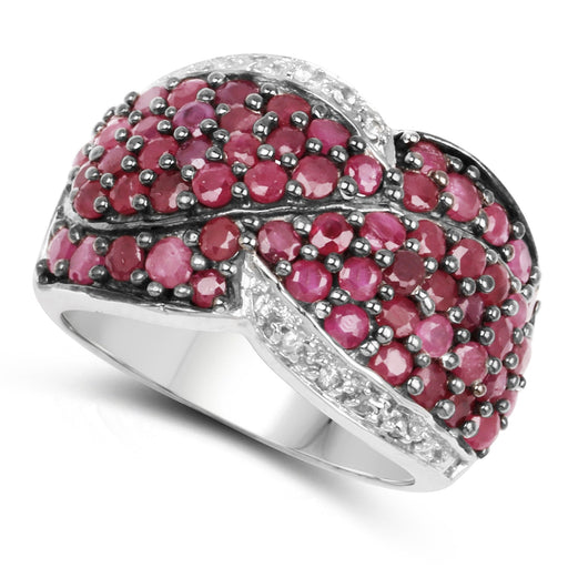 Bids.com 3.06 Carat Genuine Ruby & White Topaz .925 Sterling Silver Ring Rings White Smoke size 7.00,size 6.00,size 8.00,size 9.00,size 5.00,size 10.00