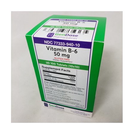 Gendose Gendose Vitamin B-6 50 Mg Tab 100 (10X10) Ud Fitness & Nutrition Gray