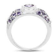 Bids.com 1.45 Carat Genuine Tanzanite .925 Sterling Silver Ring Rings White Smoke size 7.00,size 9.00,size 6.00,size 8.00
