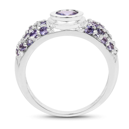 Bids.com 1.45 Carat Genuine Tanzanite .925 Sterling Silver Ring Rings White Smoke size 7.00,size 9.00,size 6.00,size 8.00