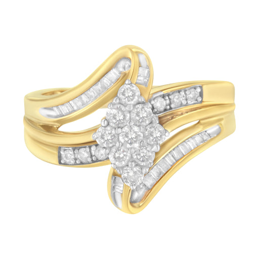 Bids.com 10K Yellow Gold 1/2 cttw Diamond Cluster Cocktail Ring (J-K Clarity, I1-I2 Color) - Size 7 Rings White Smoke 7 / Yellow.Gold,8 / Yellow.Gold,9 / Yellow.Gold,6 / Yellow.Gold