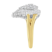 Bids.com 14K Yellow and White Gold 1.00 Cttw Round and Baguette-Cut Diamond Ballerina Cocktail Ring (H-I Color, SI2-I1 Clarity) Rings White Smoke 7 / YellowWhite.Gold