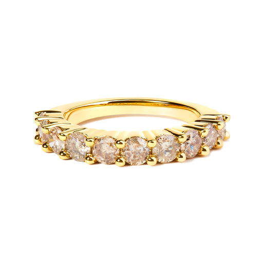 Bids.com 14K Yellow Gold Plated .925 Sterling Silver 2.0 Cttw Round Brilliant Cut Diamond 10 Stone Anniversary Band Ring (J-K Color, I1-I2 Clarity) - Size 6 Rings White Smoke 6 / Yellow.Sterling Silver,7 / Yellow.Sterling Silver,8 / Yellow.Sterling Silver