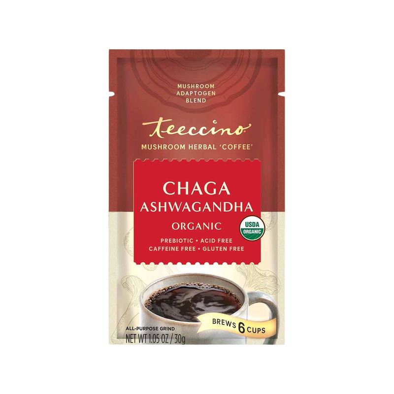 Teeccino Chaga Ashwagandha Butterscotch Cream Mushroom Herbal Coffee Herbal Coffee Sienna Trial Size