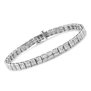 Bids.com .925 Sterling Silver 2 Cttw Prong Set Round-Cut Diamond 4 Stone Box Link Bracelet (I-J Color, I3 Clarity) - 7.25" Bracelets White Smoke White.Sterling Silver / 7.25