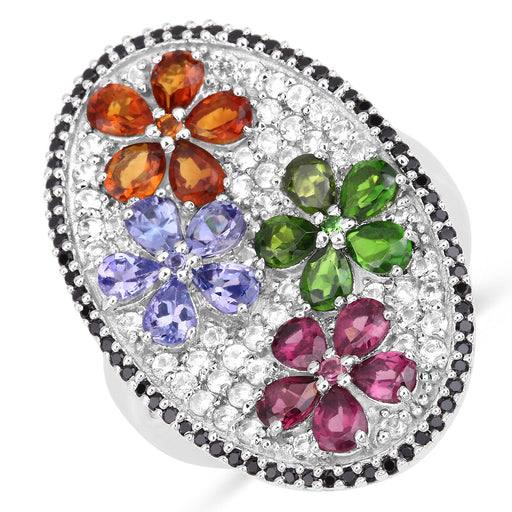 Bids.com 5.01 Carat Genuine Multi Stones .925 Sterling Silver Ring Rings White Smoke size 5.00,size 6.00,size 7.00,size 8.00,size 9.00