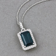 Bids.com 3.55 Carat Genuine Green Tourmaline and White Diamond 14K White Gold Pendant Pendants Dark Gray
