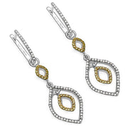 Bids.com 1.00 Carat Genuine White Diamond & Yellow Diamond .925 Sterling Silver Earrings Earrings White Smoke