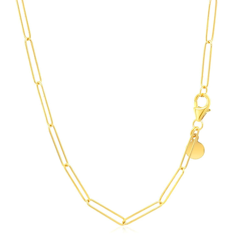 Bids.com 14k Yellow Gold Wire Paperclip Chain (2.7mm) Necklaces White Smoke 18 / Yellow Gold,24 / Yellow Gold